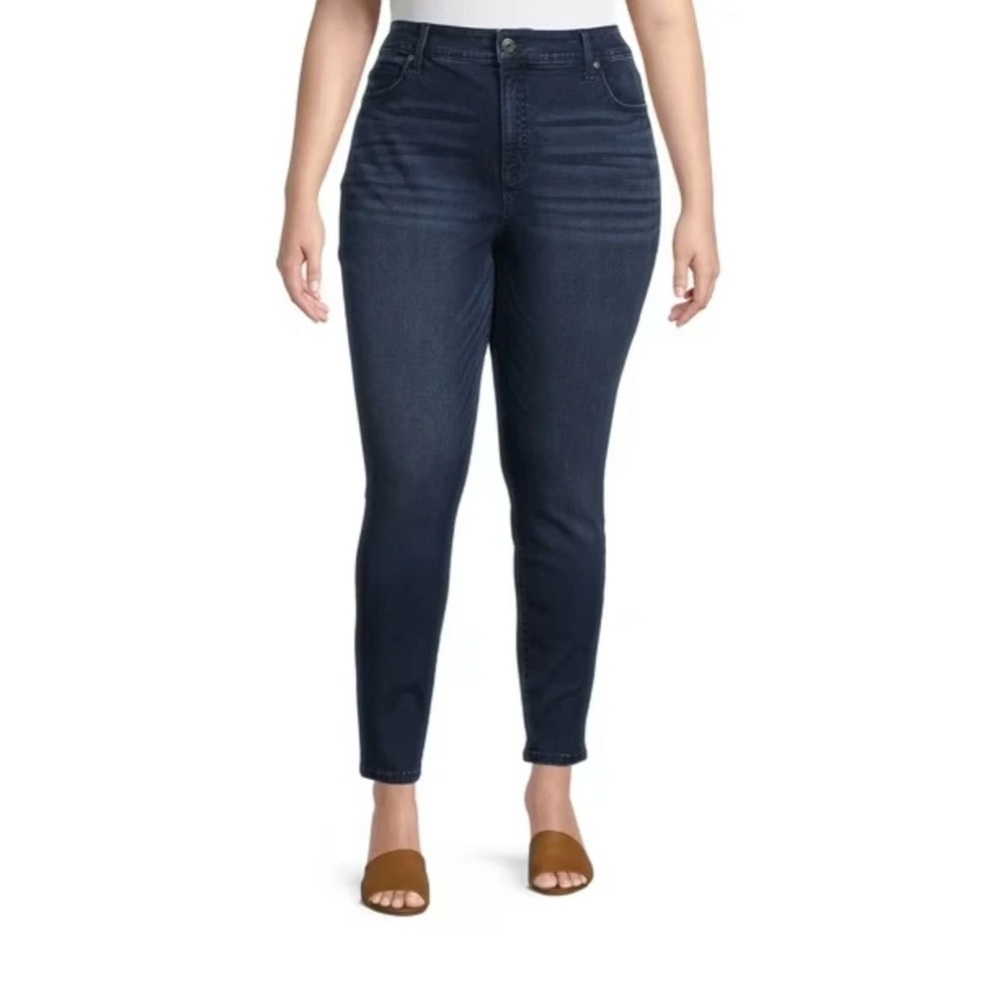 Terra & Sky Women's Skinny High Rise Denim Blue Jeans, Sz 26W Petite - NWT